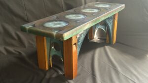 Side table /found objects / epoxy